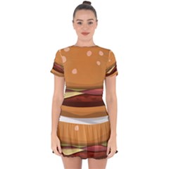 Hamburger Cheeseburger Burger Lunch Drop Hem Mini Chiffon Dress by Sudhe