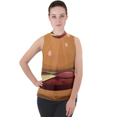 Hamburger Cheeseburger Burger Lunch Mock Neck Chiffon Sleeveless Top by Sudhe