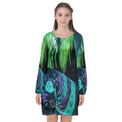 Digital Art Woman Body Part Photo Long Sleeve Chiffon Shift Dress  by dflcprintsclothing