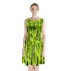 Agricultural Field   Sleeveless Waist Tie Chiffon Dress by rsooll