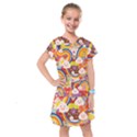 Rainbow Vintage Retro Style Kids Rainbow Vintage Retro Style Kid funny Pattern with 80s clouds Kids  Drop Waist Dress View1