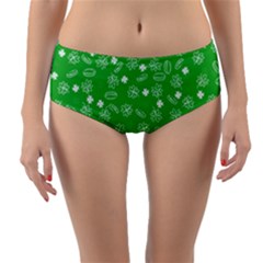 St Patricks Day Pattern Reversible Mid-waist Bikini Bottoms by Valentinaart