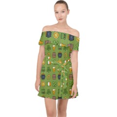 St Patricks Day Pattern Off Shoulder Chiffon Dress by Valentinaart