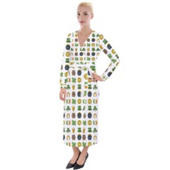 St Patricks Day Pattern Velvet Maxi Wrap Dress by Valentinaart