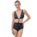 Petroglyph Nordic Beige And Black Background Petroglyph Nordic Beige And Black Background Tied Up Two Piece Swimsuit View1