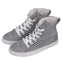 Retro Psychedelic Waves Pattern 80s Black And White Women s Hi-top Skate Sneakers by genx