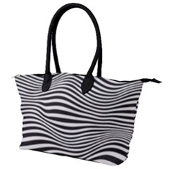 Retro Psychedelic Waves Pattern 80s Black And White Canvas Shoulder Bag by genx