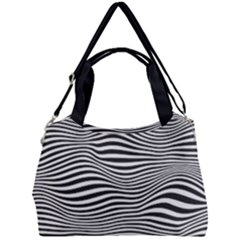 Retro Psychedelic Waves Pattern 80s Black And White Double Compartment Shoulder Bag by genx