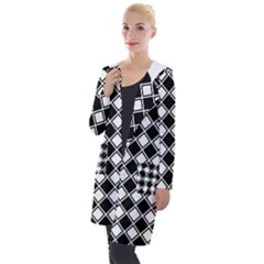 Black And White Diamonds Hooded Pocket Cardigan by retrotoomoderndesigns