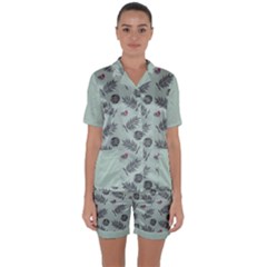 Tropical Pattern Satin Short Sleeve Pyjamas Set by LoolyElzayat