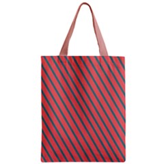 Living Coral Diagonal Stripes Zipper Classic Tote Bag by LoolyElzayat