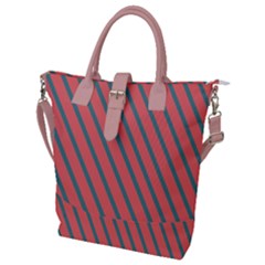 Living Coral Diagonal Stripes Buckle Top Tote Bag by LoolyElzayat