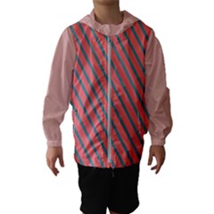 Living Coral Diagonal Stripes Kids  Hooded Windbreaker by LoolyElzayat