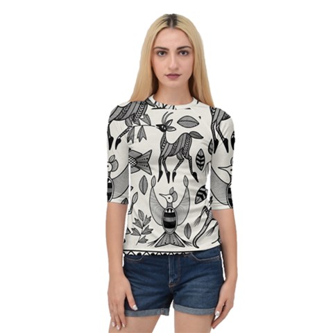 African Senufo Korhogo Tribal Ethnic Art  Quarter Sleeve Raglan Tee by BluedarkArt