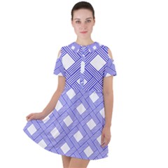 Textile Cross Seamless Pattern Short Sleeve Shoulder Cut Out Dress  by Pakrebo