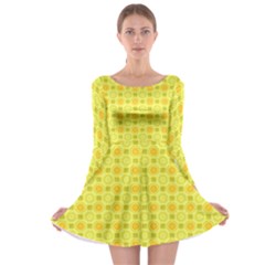 Traditional Patterns Chrysanthemum Long Sleeve Skater Dress by Pakrebo