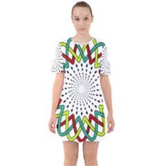 Round Star Colors Illusion Mandala Sixties Short Sleeve Mini Dress by Mariart