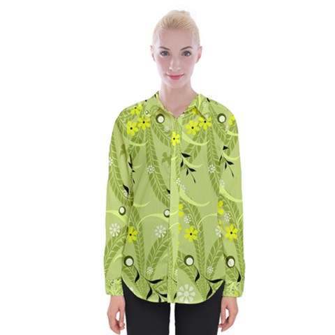 Seamless Pattern Green Garden Womens Long Sleeve Shirt by Pakrebo