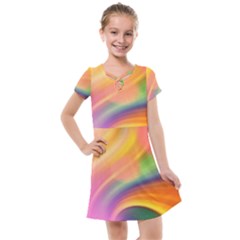 Wave Watercolor Watercolour Kids  Cross Web Dress by Pakrebo