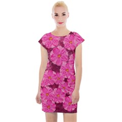 Cherry Blossoms Floral Design Cap Sleeve Bodycon Dress by Pakrebo