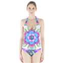 Lotus Flower Bird Metatron S Cube Halter Swimsuit View1