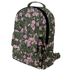 Pink Flowers Leaves Spring Garden Flap Pocket Backpack (small) by Pakrebo