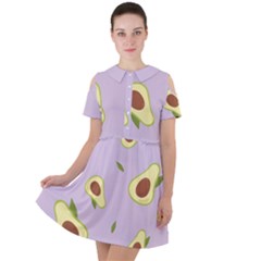 Avocado Green With Pastel Violet Background2 Avocado Pastel Light Violet Short Sleeve Shoulder Cut Out Dress  by genx