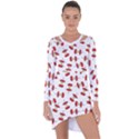 Red Apple Core Funny Retro Pattern Half on white background Asymmetric Cut-Out Shift Dress View1