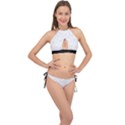 Organic Olive Leaves Pattern Hand drawn Black and white Cross Front Halter Bikini Set View1