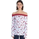 Funny Bacon Slices Pattern infidel red meat Off Shoulder Long Sleeve Top View1