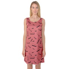 Funny Bacon Slices Pattern Infidel Vintage Red Meat Background  Sleeveless Satin Nightdress by genx