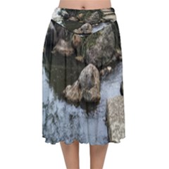 Garden Of The Phoenix Velvet Flared Midi Skirt by Riverwoman