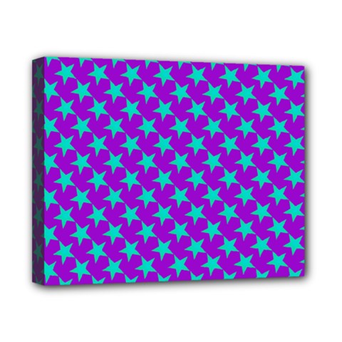 Turquoise Stars Pattern On Purple Canvas 10  X 8  (stretched) by BrightVibesDesign