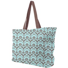 Easter Damask Pattern Robins Egg Blue And Brown Simple Shoulder Bag by emilyzragz