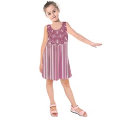 Cranberry Striped Mandala - Kids  Sleeveless Dress by WensdaiAmbrose