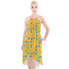 Lemons Ongoing Pattern Texture High-low Halter Chiffon Dress  by Mariart