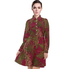 Fern Red Long Sleeve Chiffon Shirt Dress by snowwhitegirl