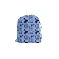 Dog Pattern Blue Drawstring Pouch (small) by snowwhitegirl