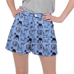 Dog Pattern Blue Stretch Ripstop Shorts by snowwhitegirl