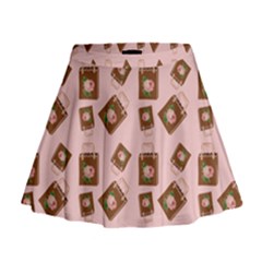 Shopping Bag Pattern Pink Mini Flare Skirt by snowwhitegirl