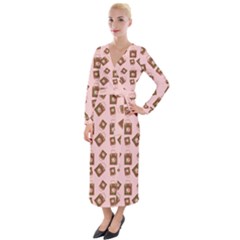 Shopping Bag Pattern Pink Velvet Maxi Wrap Dress by snowwhitegirl