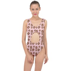 Shopping Bag Pattern Pink Center Cut Out Swimsuit by snowwhitegirl