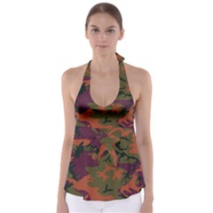 Camouflage Orange Babydoll Tankini Top by snowwhitegirl