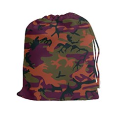 Camouflage Orange Drawstring Pouch (xxl) by snowwhitegirl