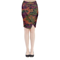 Camouflage Orange Midi Wrap Pencil Skirt by snowwhitegirl