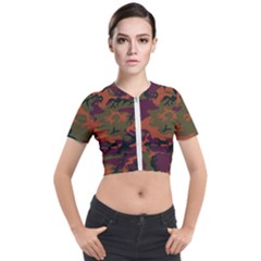 Camouflage Orange Short Sleeve Cropped Jacket by snowwhitegirl