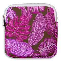 Tropical Pink Leaves Mini Square Pouch by snowwhitegirl