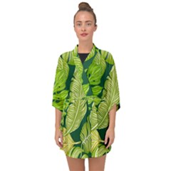 Tropical Green Leaves Half Sleeve Chiffon Kimono by snowwhitegirl