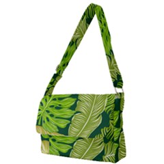 Tropical Green Leaves Full Print Messenger Bag by snowwhitegirl