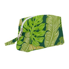 Tropical Green Leaves Wristlet Pouch Bag (medium) by snowwhitegirl